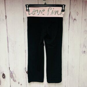 Victorias Secret Love PINK Leggings Womens S Yoga Capri Fold Over Waist Spellout